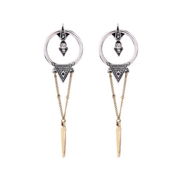 New”Two Tone Diamond Boho Earrings - Picture 5 of 7